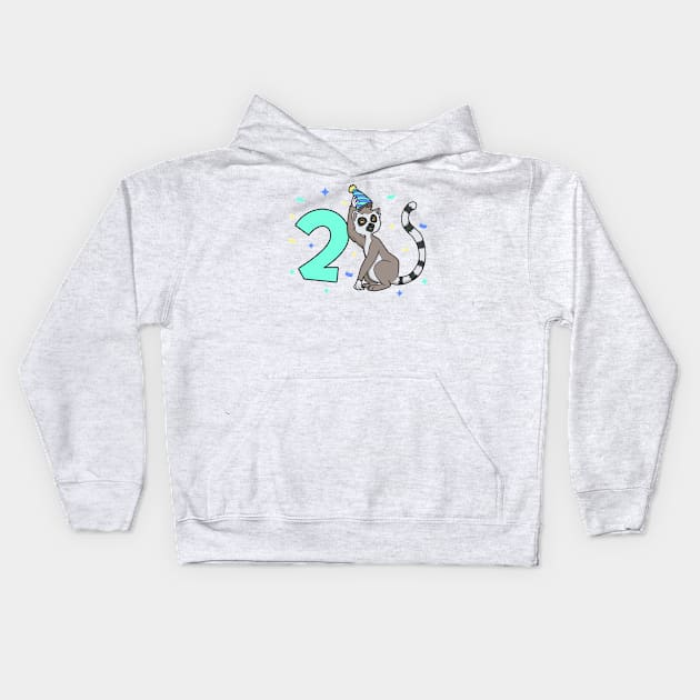 I am 2 with lemur - kids birthday 2 years old Kids Hoodie by Modern Medieval Design